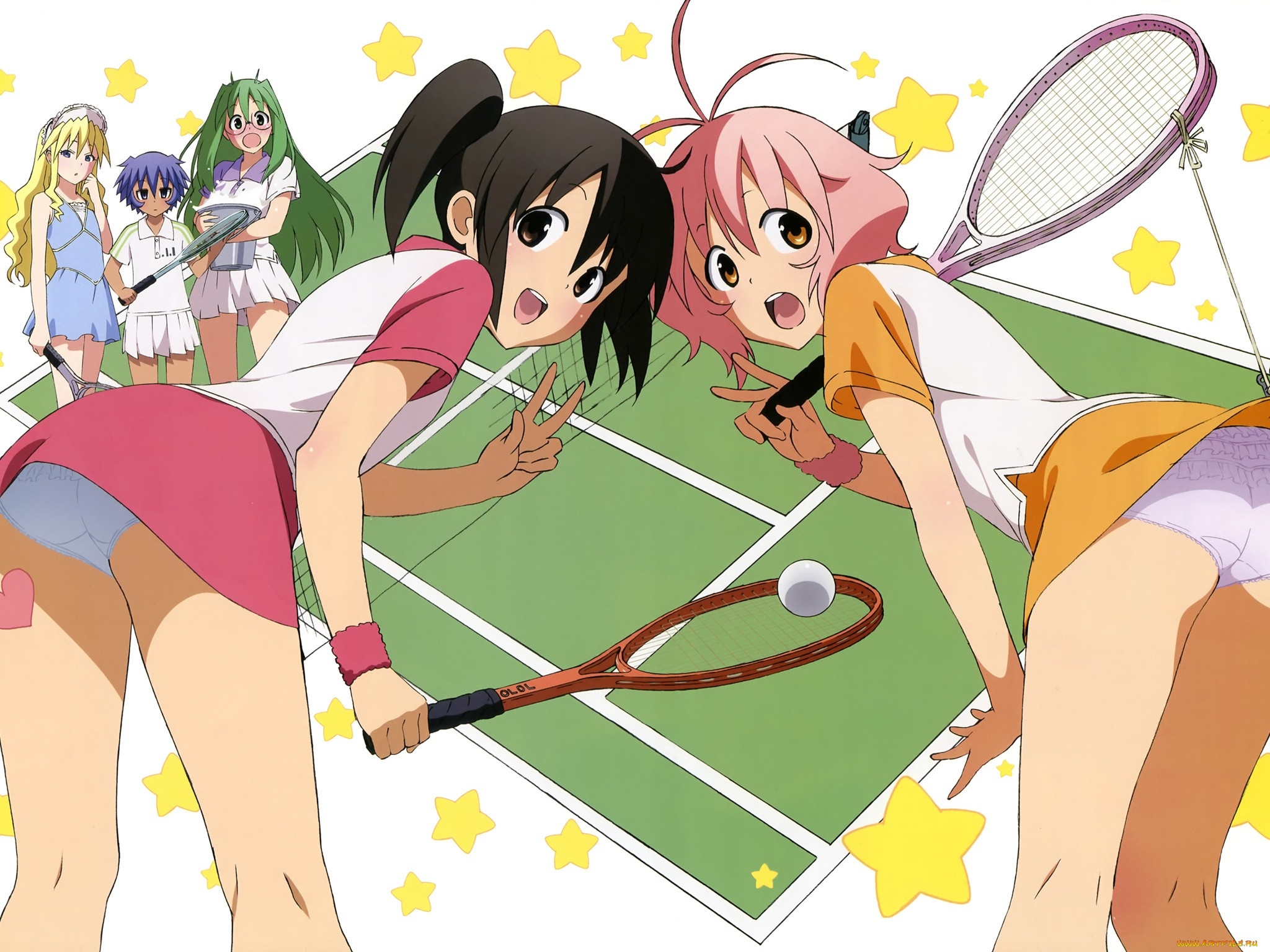 аниме, soft, tennis, тенис, девушки.